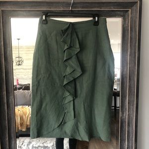 Zara Olive Linen Skirt